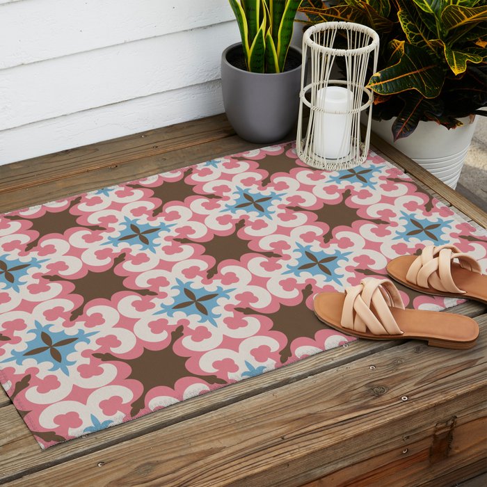 Retro Floral Luxe Revival Outdoor Rug Gallery Image 2