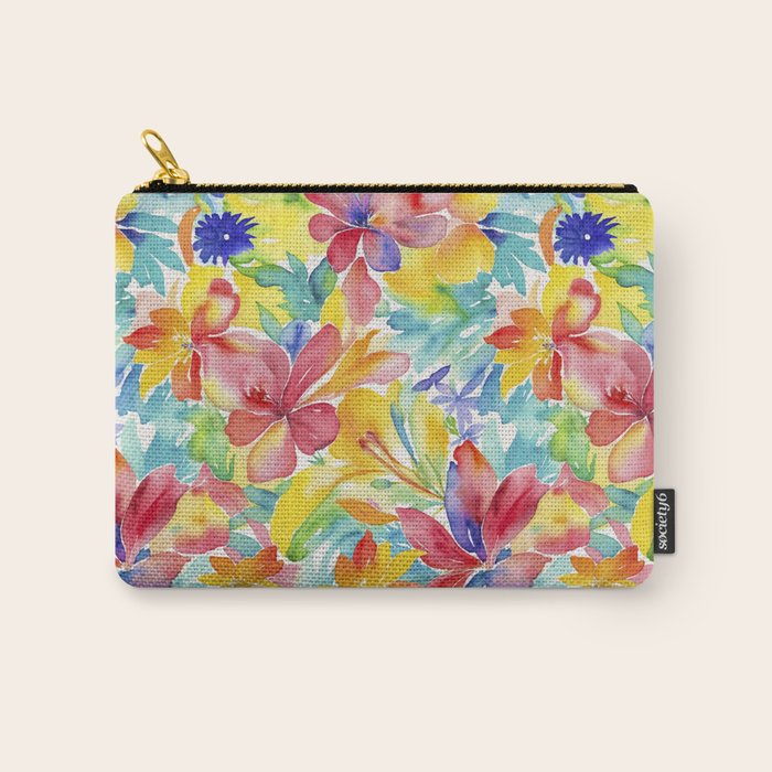 Fragments Of Botanical Memory Whimsical Watercolor Flower Meadow Carry All Pouch Gallery Image 1