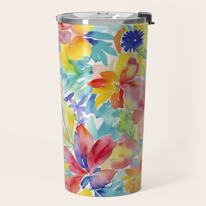 Fragments Of Botanical Memory Whimsical Watercolor Flower Meadow Travel Mug Gallery Image 2