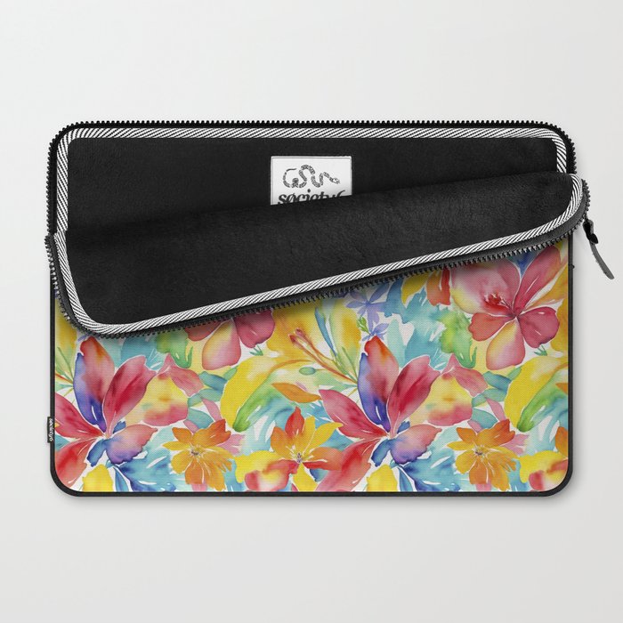 Fragments Of Botanical Memory Whimsical Watercolor Flower Meadow Laptop Sleeve Gallery Image 2