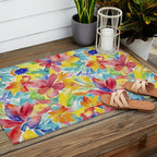 Fragments Of Botanical Memory Whimsical Watercolor Flower Meadow Outdoor Rug Gallery Image 2