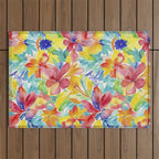 Fragments Of Botanical Memory Whimsical Watercolor Flower Meadow Outdoor Rug Gallery Image 1