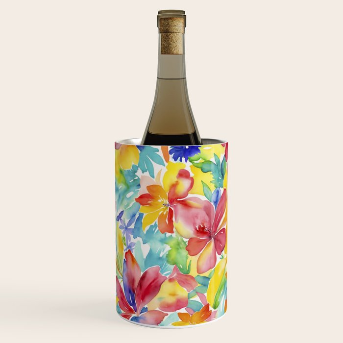 Fragments Of Botanical Memory Whimsical Watercolor Flower Meadow Wine Chiller Gallery Image 2