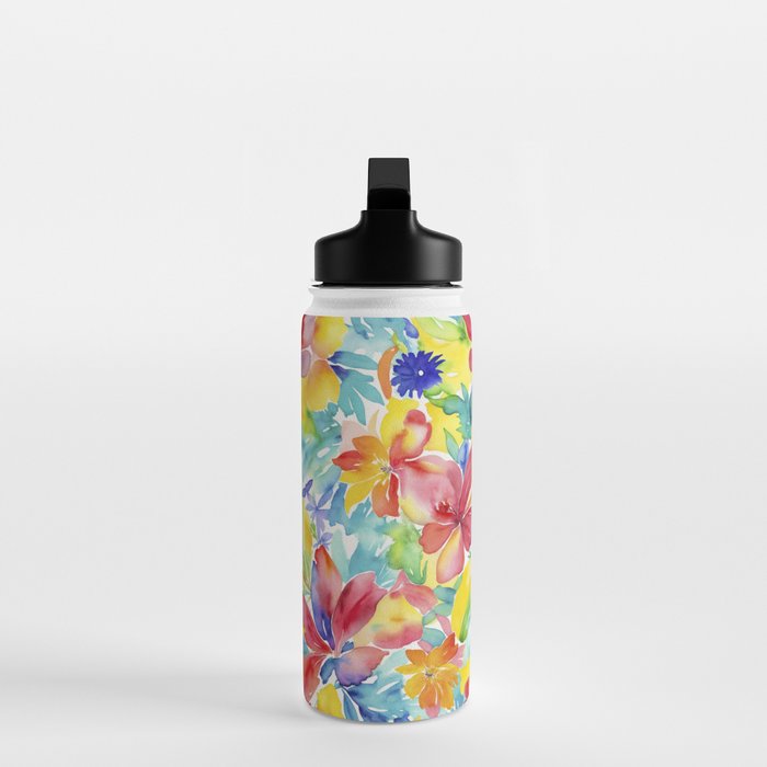 Fragments Of Botanical Memory Whimsical Watercolor Flower Meadow Water Bottle Gallery Image 3