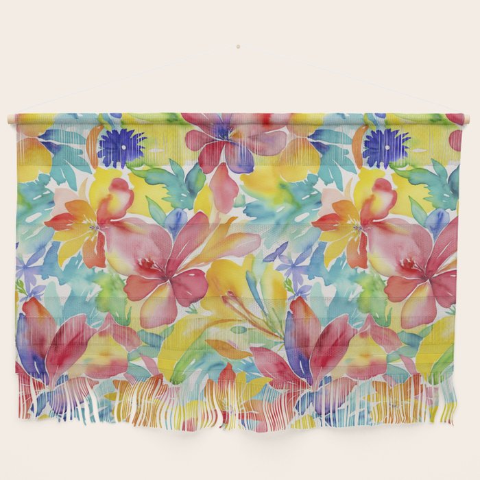 Fragments Of Botanical Memory Whimsical Watercolor Flower Meadow Wall Hanging Gallery Image 1