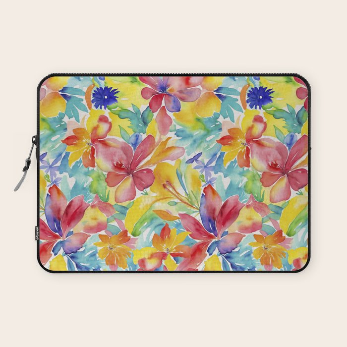 Fragments Of Botanical Memory Whimsical Watercolor Flower Meadow Laptop Sleeve Gallery Image 1