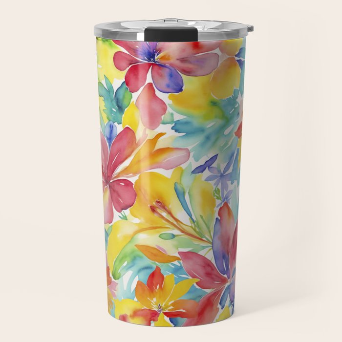 Fragments Of Botanical Memory Whimsical Watercolor Flower Meadow Travel Mug Gallery Image 1