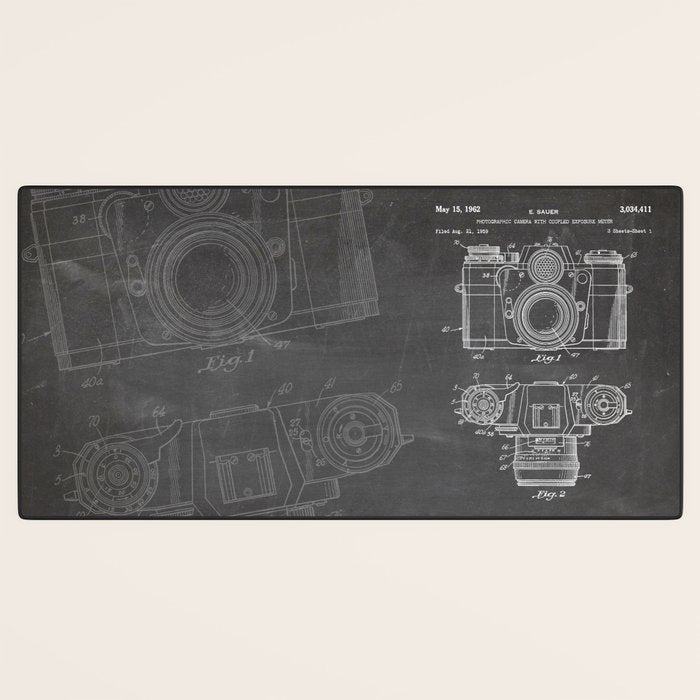 Camera Patent - Photography Art - Black Chalkboard Desk Mat Gallery Image 3
