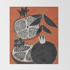 Line Art Pomegranates 2 Throw Blanket Gallery Image 2