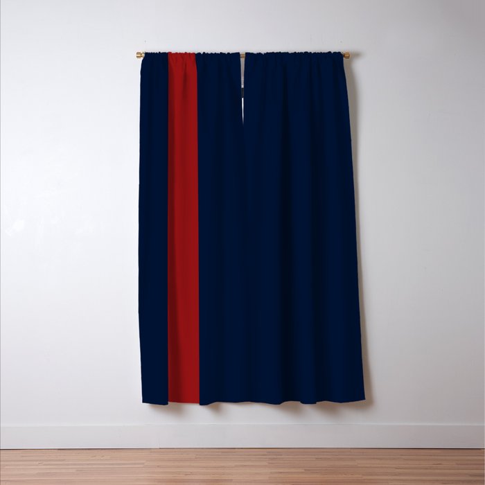 Navy Red Window Curtain Gallery Image 3