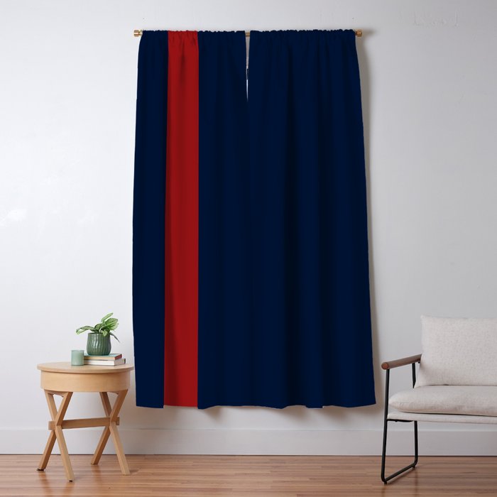 Navy Red Window Curtain