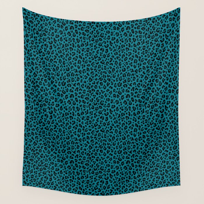 TEAL LEOPARD PRINT â Teal Blue | Collection : Punk Rock Animal Prints | Wall Tapestry Gallery Image 4