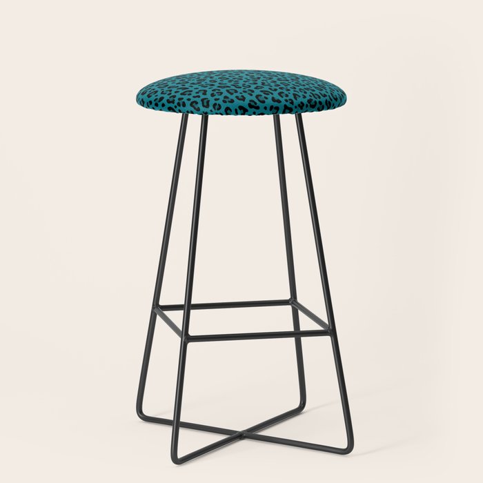 Teal Leopard Print â Teal Blue | Collection : Punk Rock Animal Prints | Stool