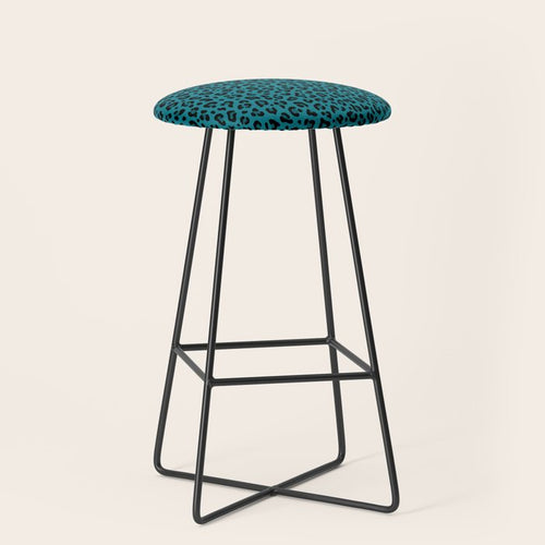 Teal Leopard Print â Teal Blue | Collection : Punk Rock Animal Prints | Stool Gallery Image 1