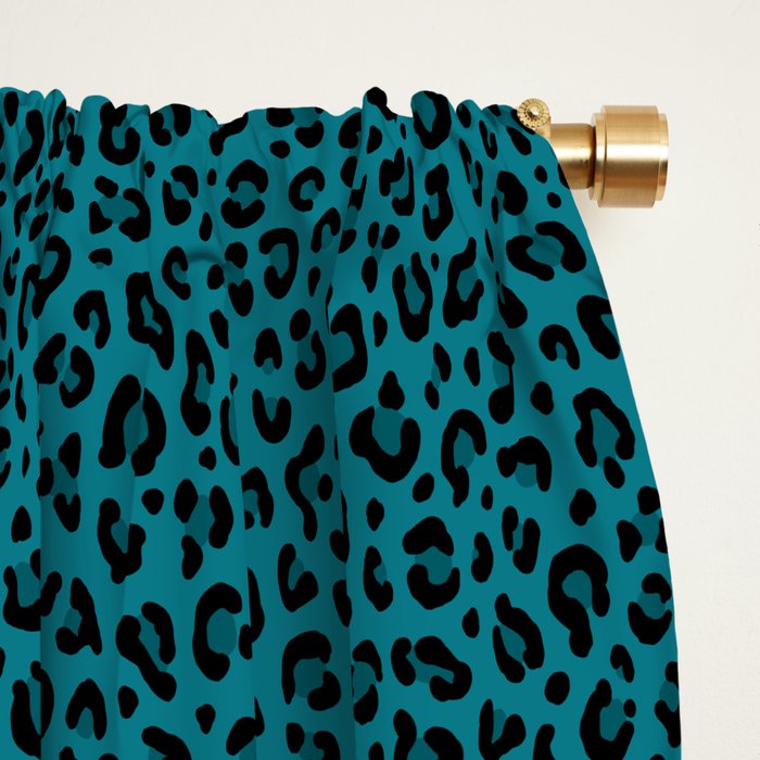 TEAL LEOPARD PRINT â Teal Blue | Collection : Punk Rock Animal Prints | Window Curtain Gallery Image 2