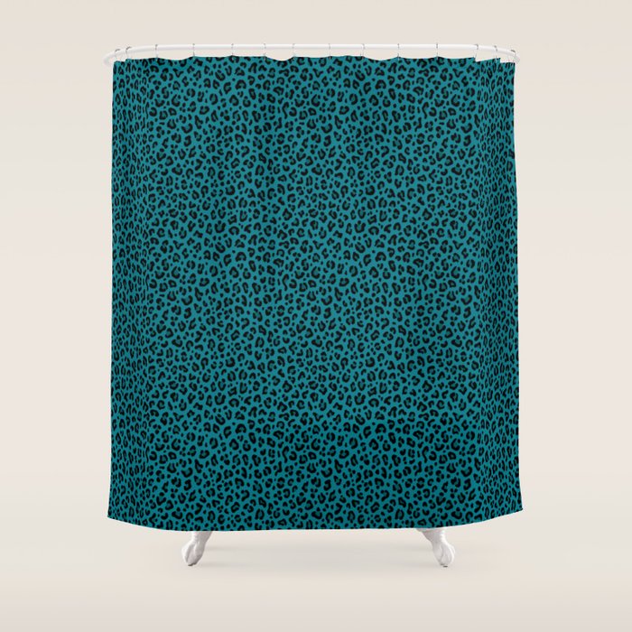 TEAL LEOPARD PRINT â Teal Blue | Collection : Punk Rock Animal Prints | Shower Curtain Gallery Image 1