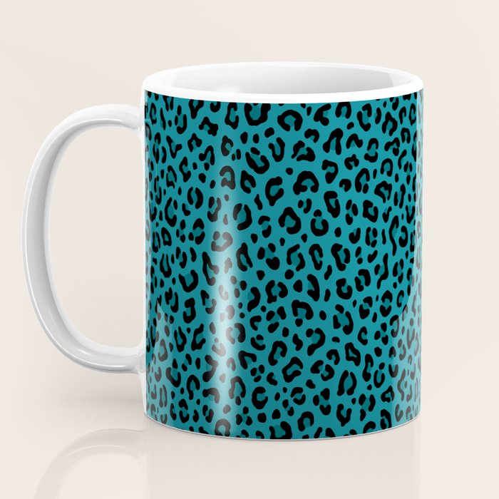 TEAL LEOPARD PRINT â Teal Blue | Collection : Punk Rock Animal Prints | Coffee Mug Gallery Image 3