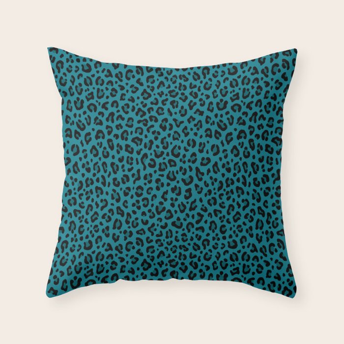 TEAL LEOPARD PRINT â Teal Blue | Collection : Punk Rock Animal Prints | Throw Pillow Gallery Image 6