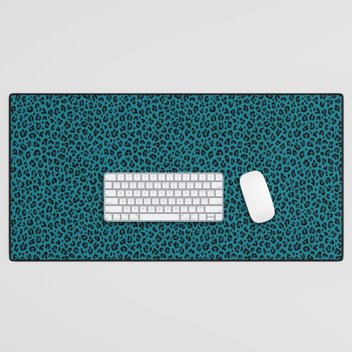 TEAL LEOPARD PRINT â Teal Blue | Collection : Punk Rock Animal Prints | Desk Mat Gallery Image 1