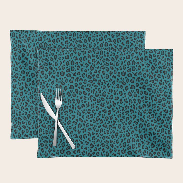 TEAL LEOPARD PRINT â Teal Blue | Collection : Punk Rock Animal Prints | Placemat Gallery Image 1