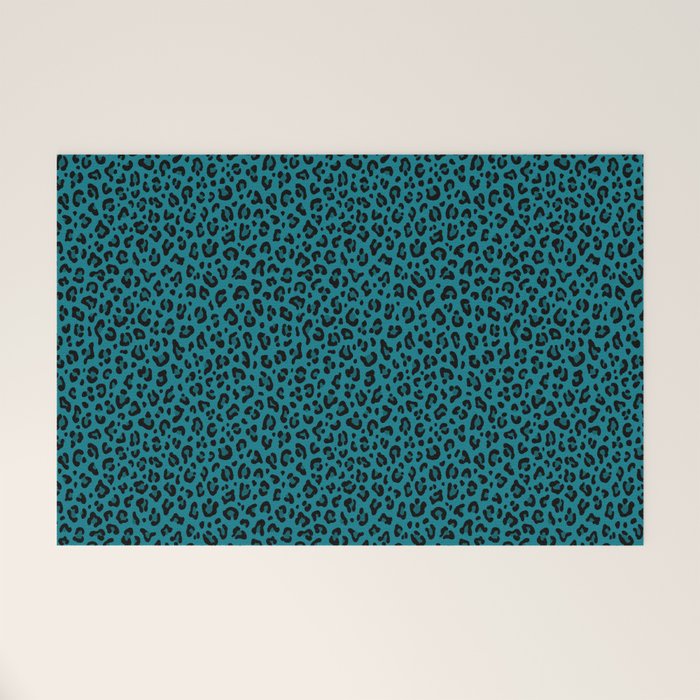 TEAL LEOPARD PRINT â Teal Blue | Collection : Punk Rock Animal Prints | Welcome Mat Gallery Image 1
