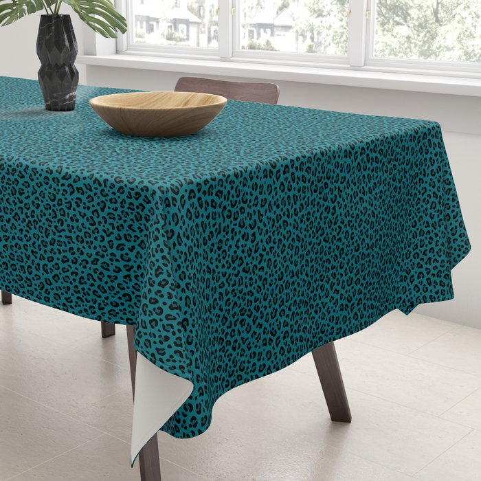 TEAL LEOPARD PRINT â Teal Blue | Collection : Punk Rock Animal Prints | Tablecloth Gallery Image 3
