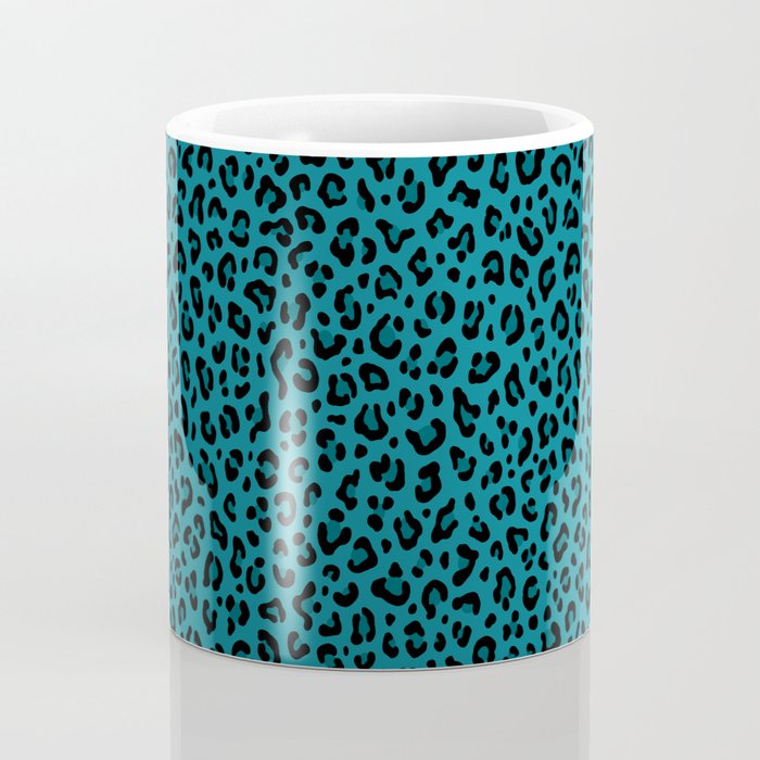 TEAL LEOPARD PRINT â Teal Blue | Collection : Punk Rock Animal Prints | Coffee Mug Gallery Image 4