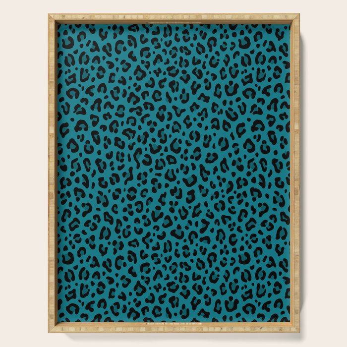 TEAL LEOPARD PRINT â Teal Blue | Collection : Punk Rock Animal Prints | Serving Tray Gallery Image 1