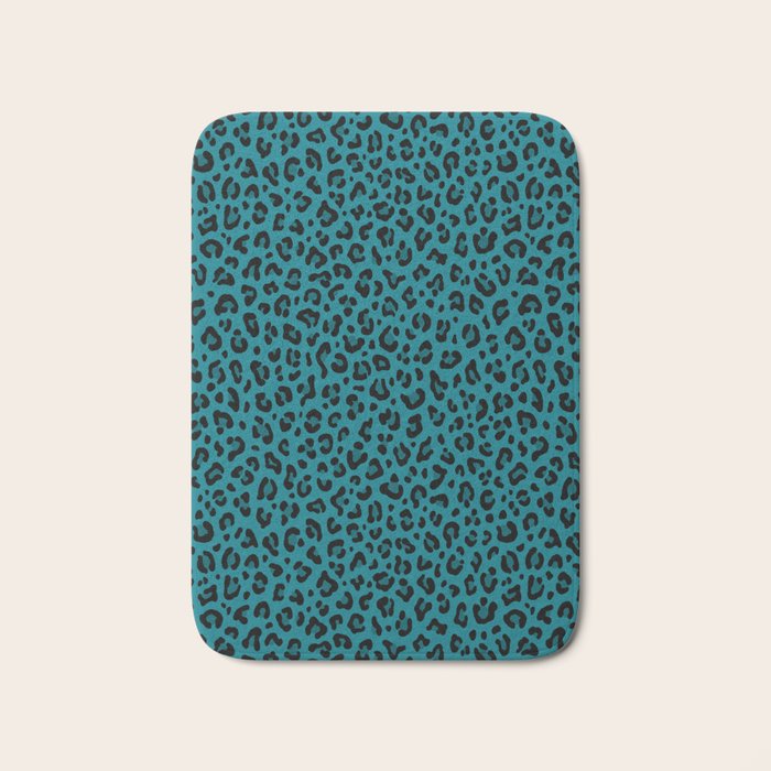 TEAL LEOPARD PRINT â Teal Blue | Collection : Punk Rock Animal Prints | Bath Mat Gallery Image 1