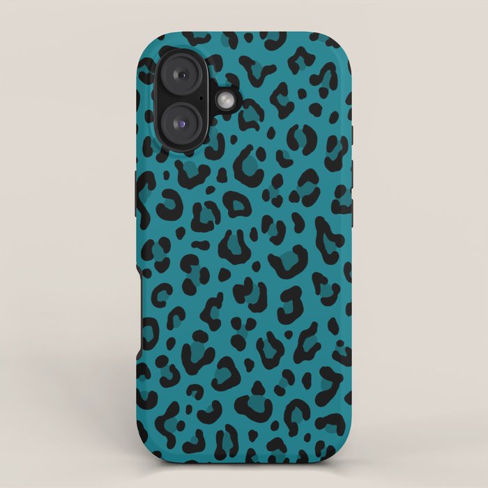 TEAL LEOPARD PRINT â Teal Blue | Collection : Punk Rock Animal Prints | iPhone Case Gallery Image 1