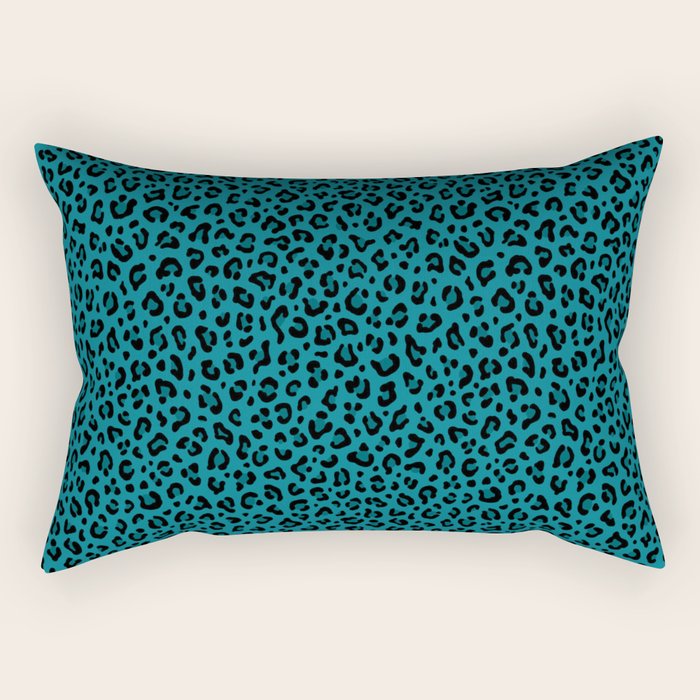 TEAL LEOPARD PRINT â Teal Blue | Collection : Punk Rock Animal Prints | Rectangular Pillow Gallery Image 2