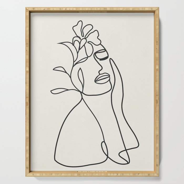 Abstract Minimal  Woman II Serving Tray Gallery Image 1
