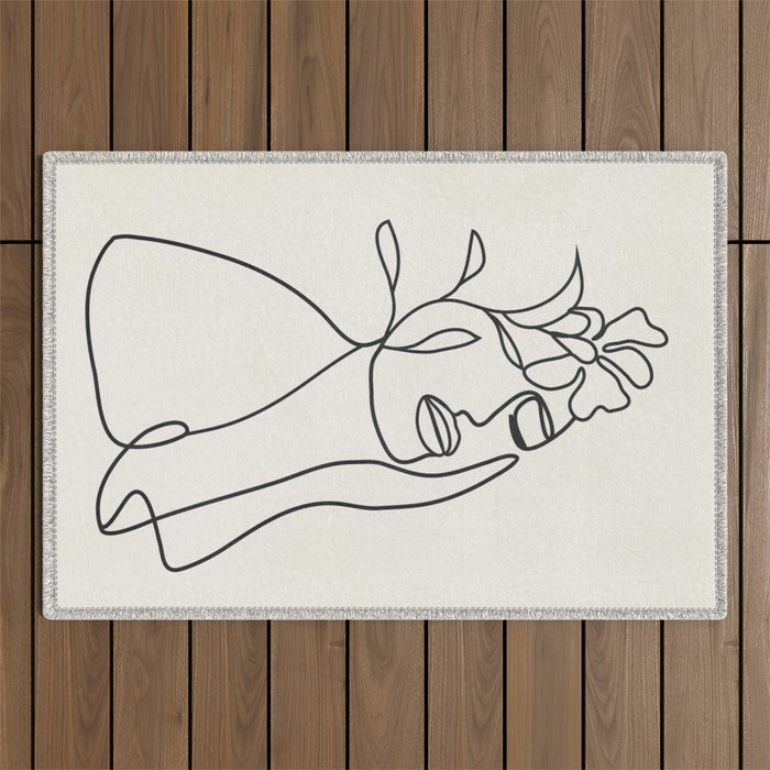 Abstract Minimal  Woman II Outdoor Rug Gallery Image 1