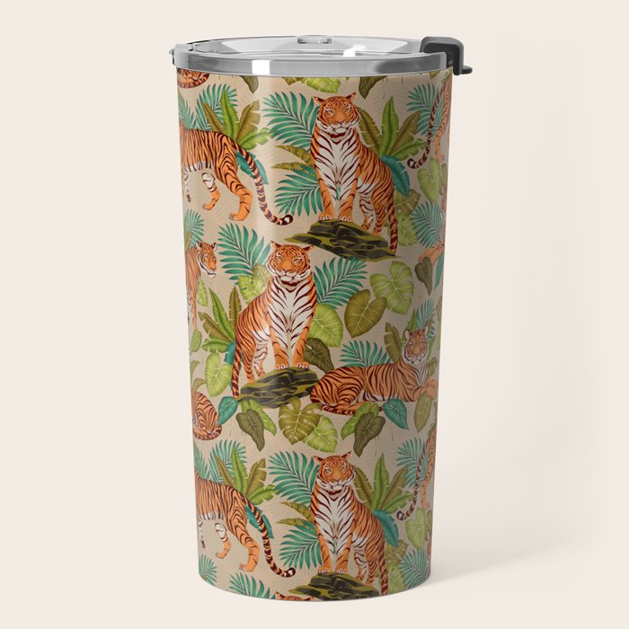 Jungle Tigers In Sand Brown Travel Mug Gallery Image 2