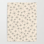 Stella III - Atomic Age Mid Century Modern Starburst Pattern in Charcoal Gray and Almond Cream Poster Gallery Image 4