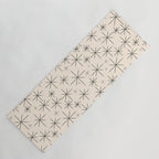 Stella III - Atomic Age Mid Century Modern Starburst Pattern in Charcoal Gray and Almond Cream Yoga Mat Gallery Image 1