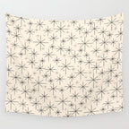 Stella III - Atomic Age Mid Century Modern Starburst Pattern in Charcoal Gray and Almond Cream Wall Tapestry Gallery Image 4
