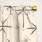 Stella III - Atomic Age Mid Century Modern Starburst Pattern in Charcoal Gray and Almond Cream Window Curtain Gallery Image 2