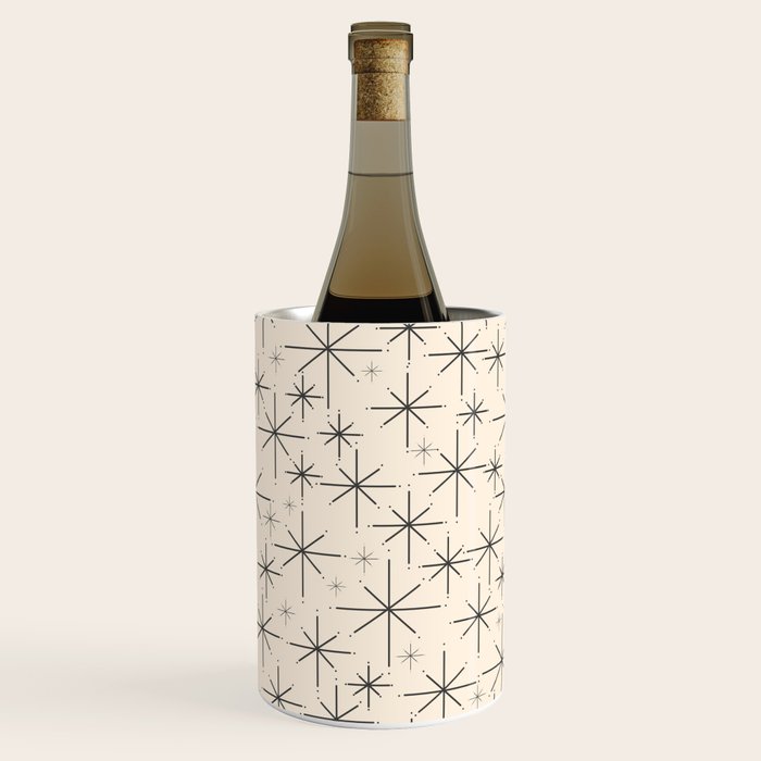 Stella III - Atomic Age Mid Century Modern Starburst Pattern in Charcoal Gray and Almond Cream Wine Chiller Gallery Image 3