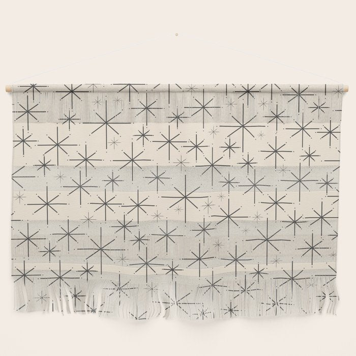 Stella III - Atomic Age Mid Century Modern Starburst Pattern in Charcoal Gray and Almond Cream Wall Hanging Gallery Image 1