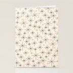 Stella III - Atomic Age Mid Century Modern Starburst Pattern in Charcoal Gray and Almond Cream Stationery Card Gallery Image 2