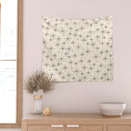 Stella III - Atomic Age Mid Century Modern Starburst Pattern in Charcoal Gray and Almond Cream Wall Tapestry Gallery Image 2