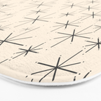 Stella III - Atomic Age Mid Century Modern Starburst Pattern in Charcoal Gray and Almond Cream Bath Mat Gallery Image 3