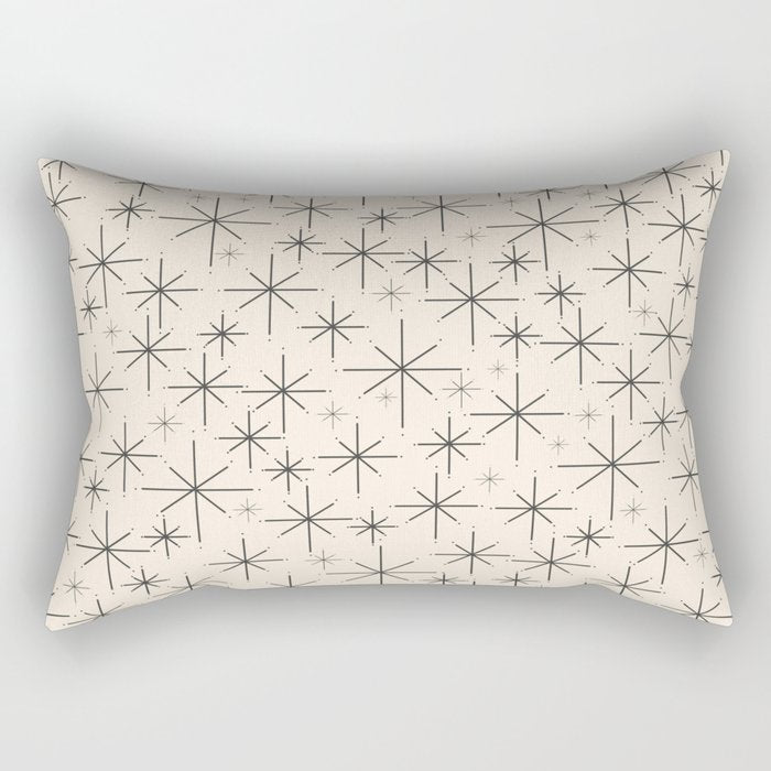 Stella III - Atomic Age Mid Century Modern Starburst Pattern in Charcoal Gray and Almond Cream Rectangular Pillow Gallery Image 1