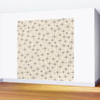 Stella III - Atomic Age Mid Century Modern Starburst Pattern in Charcoal Gray and Almond Cream Wall Mural Gallery Image 2