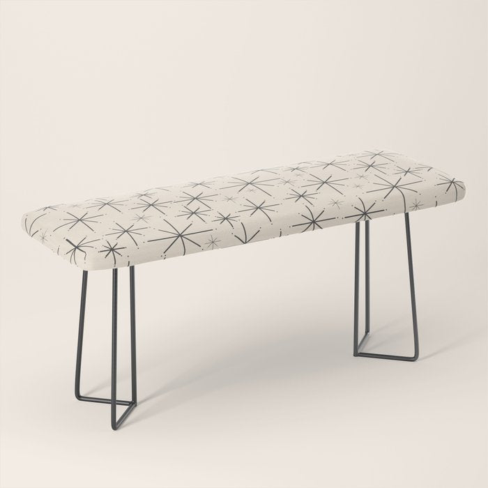 Stella III - Atomic Age Mid Century Modern Starburst Pattern in Charcoal Gray and Almond Cream Bench Gallery Image 1