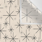 Stella III - Atomic Age Mid Century Modern Starburst Pattern in Charcoal Gray and Almond Cream Wall Tapestry Gallery Image 3