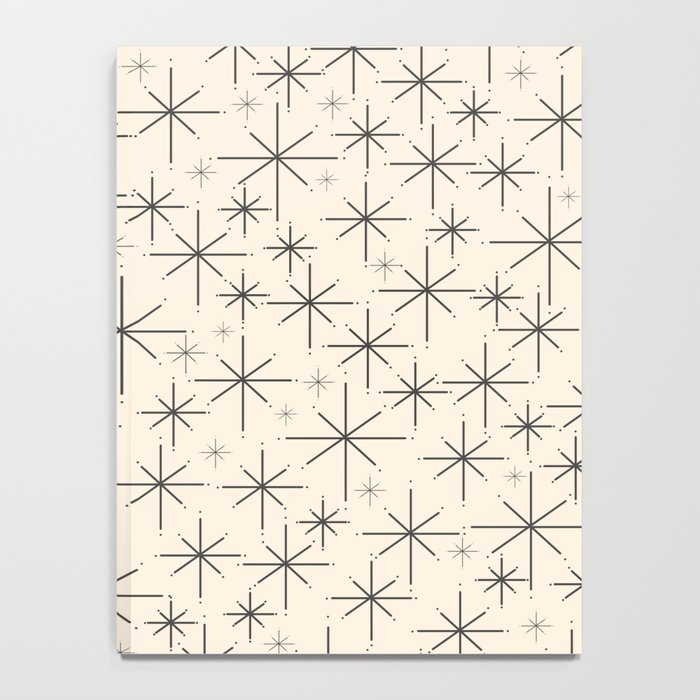 Stella III - Atomic Age Mid Century Modern Starburst Pattern in Charcoal Gray and Almond Cream Notebook Gallery Image 4