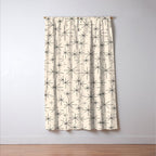 Stella III - Atomic Age Mid Century Modern Starburst Pattern in Charcoal Gray and Almond Cream Window Curtain Gallery Image 3