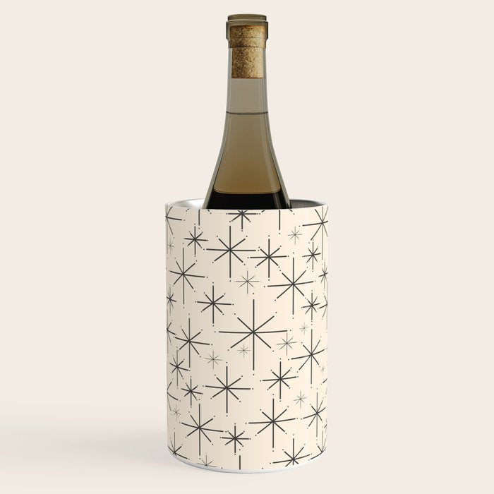 Stella III - Atomic Age Mid Century Modern Starburst Pattern in Charcoal Gray and Almond Cream Wine Chiller Gallery Image 1